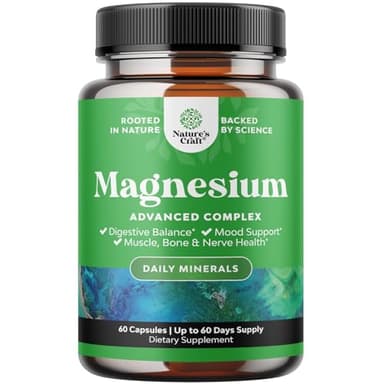 High Absorption Magnesium Complex Supplement - Magnesium Oxide 500mg with Citrate 500mg for Sleep and Mood Support - Pure Citrate per Serving for Muscle Stomach and Digestion - 60 Count