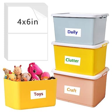 150 Pcs Labels for Storage Bins, 6 X 4 Inch Removable Labels for Storage Bins, Tear Resistant No Residue Storage Bin Label, Matte White Blank Box Label for School, Home, Business