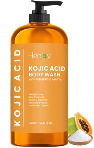 Healov Kojic Acid Soap for Hyperpigmentation – Skin Brightening Kojic Papaya Body Wash – Dark Spot Soap Reduces Acne, Scars, and Evens Tone – Turmeric Body Wash for Brighter Glowing Tone