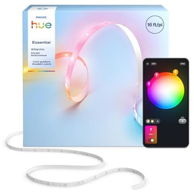 Hue Essential 5-Meter LED Strip Light, RGBIC, Vibrant Color and Ambiance, Flexible Indoor Lighting, Easy Installation, App and Voice Control, Compatible with Alexa, Google Assistant, and Apple Home