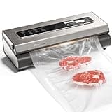 Mesliese Vacuum Sealer Machine Powerful 90Kpa Precision 6-in-1 Compact Food Preservation System with Cutter, 2 Bag Rolls & 5 Pre-cut Bags, Widened 12mm Sealing Strip, Dry&Moist Modes (Silver)