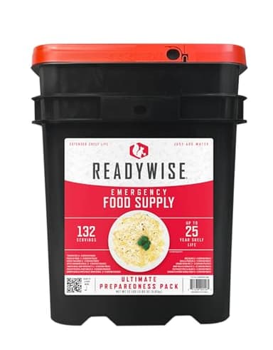 ReadyWise Emergency Food Supply - 132 Servings, Survival Bucket, Dehydrated & Freeze Dried Protein Meals, Camping Essentials, Ready to Eat Disaster Prepping Supplies,up to 25 Year Shelf Life