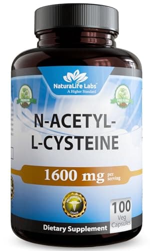 NaturaLife Labs N-Acetyl-L-Cysteine (NAC) 1600 mg – 100 Capsules, Non-GMO & Gluten-Free