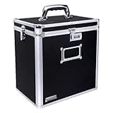 Vaultz Vinyl Record Storage Box - Locking 50 Album Holder & Organizer - Great Alternative to Flimsy LP Crate - 14.4 x 13.4 x 9.6 Inches - Black