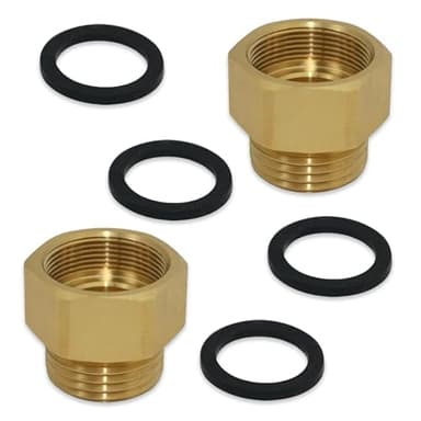 Stitokg 2-Pack Premium Hose Bib Adapter with Washers, 1-1/16" Fine Thread (Female) to 3/4 GHT Male Hoses, 1'' ID, Faucet to Garden Hose Connector