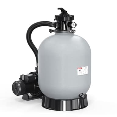 VINGLI 19 in Sand Filter Pump with 24-Hour Timer, 3962 GPH 1 HP Heavy Duty Pool Filter Pump with 7-Way Valve for Above Ground & Inground Pools Up to 18000 Gallons