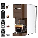 KOTLIE Single Serve Coffee Maker, 4 in1 Espresso Machine for Nespresso Original/K cups/L'OR/Ground Coffee/illy Coffee ESE, 19Bar Espresso Maker, 1450W Fast Heat Coffee Machine(Coffee)