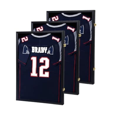 IHEIPYE Jersey Frame Display Case 3 Pack - Large Sport Jersey Shadow Box with UV Protection Acrylic for Baseball, Basketball, Football, Soccer, Hockey, Shirt and Uniform