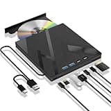 7 in 1 External Blu Ray Drive, External Blueray/DVD Drive for PC with SD/TF Port Blu Ray Burner, Support 100G Disc R/W for PC External Blu Ray Drive for Windows Linux MacOS Laptop Desktop