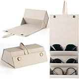VACONICO Sunglasses Travel Case, Foldable Eyeglasses Case with 3 Slot, Portable Multiple Glasses Case for Women Men Girls (Off-white)