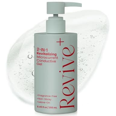 2-in-1 Microcurrent Conductive Gel with Hyaluronic Acid – 8.45 oz Anti-Aging Hydrating Serum & Facial Toning Activator for Beauty Devices – Silky Non-Sticky Glide, Fragrance-Free Leave-On Skincare