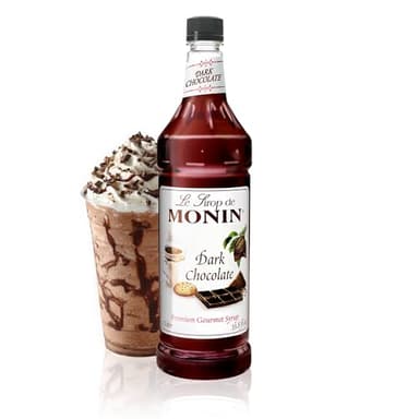 Monin - Dark Chocolate Syrup | Premium Syrup for Cocktails, Hot Drinks, Shakes & More | Clean Label, No Artificial Flavors, No Artificial Preservatives (BPA-Free Plastic Bottle, 1 Liter)