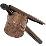 GloTika Large 15oz Potato Ricer, Heavy Duty Stainless Steel Ricer for Mashed Potatoes, Sweet Potato Masher Kitchen Tool with Ergonomic Handle, Press and Mash Kitchen Gadget, Bronze Color