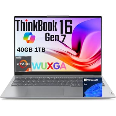 Lenovo ThinkBook 16 G7 16" WUXGA FHD+ Business Laptop, Powerful Ryzen 5 7533HS (Beat i7-1355U), 16GB DDR5 RAM, 512GB PCIe SSD, Fingerprint, HDMI, SD Card Reader, RJ-45, Wi-Fi 6, BT5.3 Windows 11 Pro