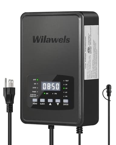 WILAWELS 300W Low Voltage Landscape Transformer, Weatherproof Outdoor Low Voltage Transformer, 120V AC to 12/14V AC, Landscape Lighting Transformer with Timer and Photocell Sensor, ETL Listed D12LT06