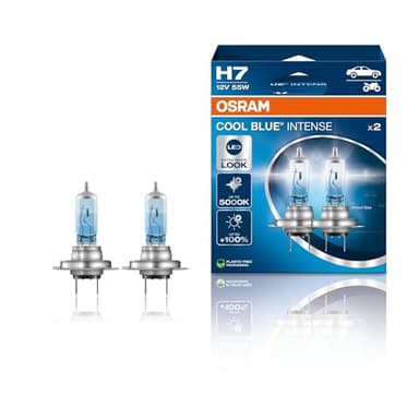 OSRAM COOL BLUE INTENSE H7, +100% more brightness, up to 5,000K, halogen headlight lamp, LED look, duo box (2 lamps), 64210CBN-HCB