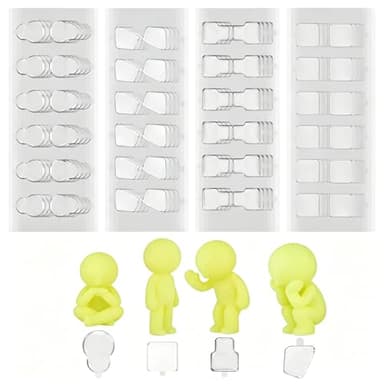 LIZMSIE 144pcs Clear Adhesive Tape for Smiski, 4 Shapes Compatible with Sonny Angel, Double Sided Adhesive Dots for Sonny Angel Hippers, Stickers for Smiski Hippers Phone Accessory