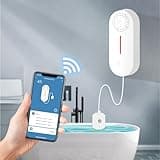 PILSAMAS WiFi Water Leak Sensor, Water Alarm Leak Detector, Wireless Tank Level Monitor w 100db Sound Light Alarm, App Alert & Monitor - Water Level Sensor, Water Detector Alarm for Basement, Home
