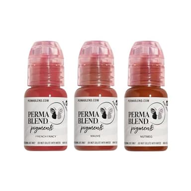 Perma Blend Mauve & Pink Tattoo Ink Set - Lip Blush Microblading Kit - Tattoo Supplies for PMU - Includes Nutmeg, Mauve & French Fancy Lip Blush - Vegan (0.5 oz Each)