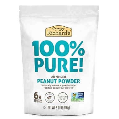 Crazy Richard's 100% All-Natural Peanut Butter Powder with No Added Sugar and Non GMO (2 Pound Bag, Pack of 1)