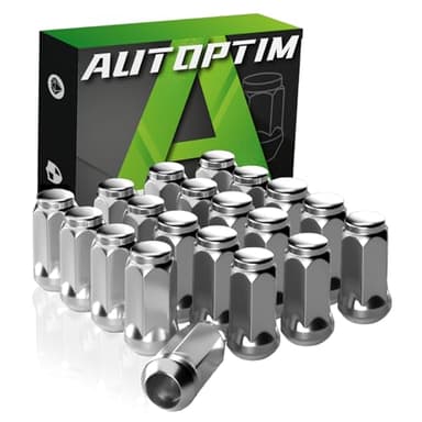 AUTOPTIM M14x1.5 Lug Nuts Replacement for Chevy Camaro Corvette, Cadillac CT5 CT6 CTS, Dodge Challenger Durango Aftermarket Wheel, 20PCS Chrome Closed Acorn End Lug Nut