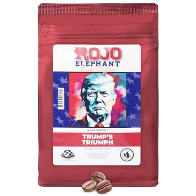 Rojo Elephant Trump's Triumph Handcrafted Ground Coffee, 100% Arabica Beans, Premium Medium-Dark Roast, Smooth, Rich Flavor, 11 oz Bag