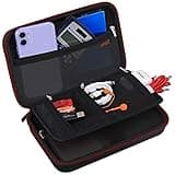 Hard Electronics Organizer, Travel Cable Organizers Bag Electronic Accessories Tech Storage Handy Case for MacBook Power Adapter, iPhone Chargers, Power Bank, Magic Mouse, USB Cables, Black+Black