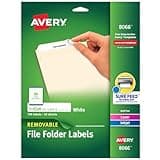Avery File Folder Labels with Sure Feed, 2/3" x 3-7/16", 750 Printable Labels, Removable, White (8066)