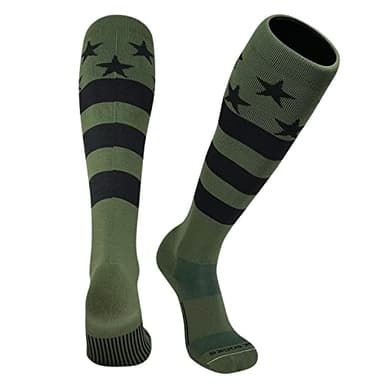 Mk Socks USA Flag Olive Black Military Stars & Stripes Knee-High Long Sports Socks (M)