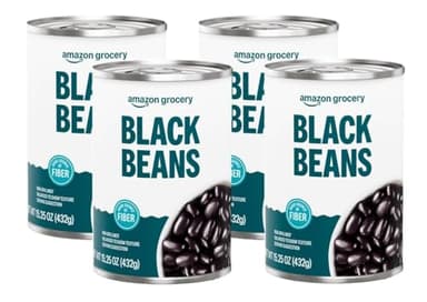 Amazon Fresh, Canned Black Beans, 15.25 Oz (Pack of 4)