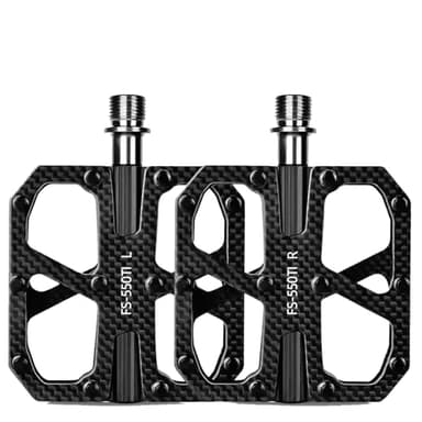 Carbon Fiber Pedals with Titanium Core - Lightweight T800 Carbon Fiber, Anti-Slip Aluminum Pins, 12-Pin Design, Durable & Strong for Road & Mountain Bikes (FS 550 TI Medium)