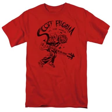 Popfunk Scott Pilgrim Rockin' Unisex Adult T Shirt (Medium, Red)