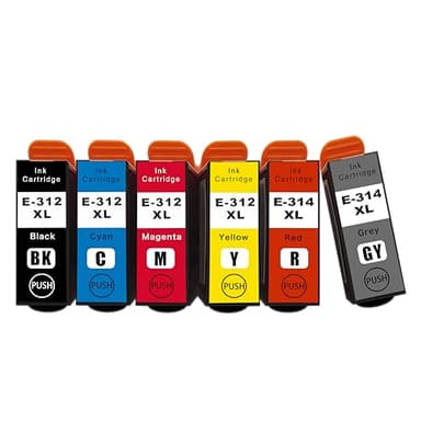 HLPRINT 312XL 314XL High Yield Ink Cartridges Replacement for Expression Photo XP-15000 Printer(6-Pack)