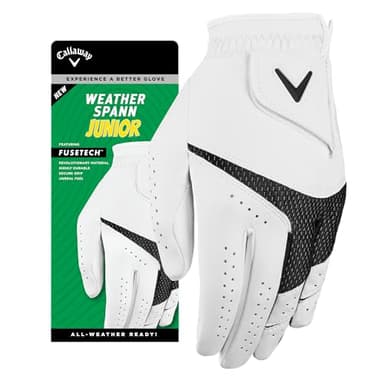 Callaway Golf Weather Spann Junior Glove (Worn on Left Hand, Medium, White)