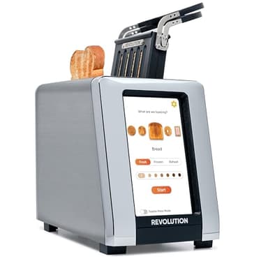 Revolution (Bundle) R180 Connect Touchscreen Smart Toaster + Toastie Press – Choose from 6 Bread Types, 7 Browning Levels, & Toastie Press Mode (Stainless Steel, 2-Slice)
