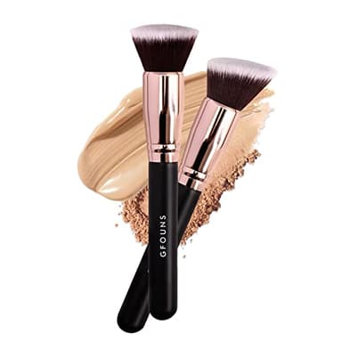 GFOUNS Foundation Brush For Liquid Makeup :Angled & Flat Top Kabuki Brush Synthetic Professional Makeup Brush For Liquid,Cream,and Powder-Buffing,Blending,Flawless Face Brush(GFOUNS-BR003-2P)