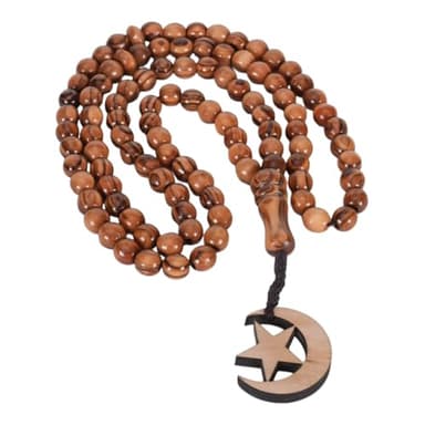 SANAD Misbaha Handmade Olive Wood from Jerusalem – 99 Beads Islamic Prayer Tasbeeh, Muslim Rosary Tasbih, Tespih, Dhikr Sibha, Quran, Islamic Muslim Gift, 8 mm