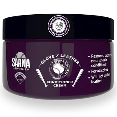 Sarna Softball Leather Glove Conditioner Cream, 4 oz – Softens & Protects, Accelerates Rapid Break-in – Fast-Absorbing, Non-Greasy, Long-Lasting Formula – Game-Ready Softball Glove Conditioner