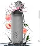 Air Water Bottle with Flavor Pods, 32oz Lockable Lid Water Bottles with Straw, BPA Free & No Leak Water Bottle Sport Water Bottles for School Gym Travel(Black)