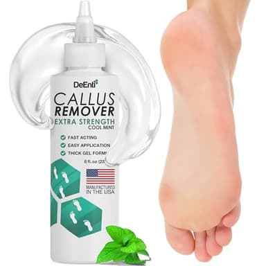 DeEnti Callus Remover for Feet, Extra Strength Foot Callus Remover Gel, 8oz Salon Grade Home Pedicure Supplies for Dry Skin, Cracked Heel, Professional Strength Foot Care, Cool Mint