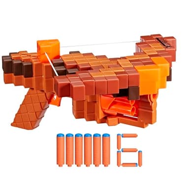 Nerf Minecraft Pillager's Crossbow Dart Blaster, 6 N1 Darts Compatible Only with N1 Dart Blasters, 6 Dart Capacity, Ages 8+