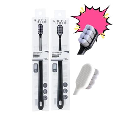 OcenCo Japan Cloud Soft Toothbrush, Adult Toothbrush (1 Per Box), The Good News for People with Sensitive Gums, Back with Tongue Coating Cleaning Function (Two, Black)