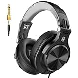 OneOdio A71D Wired Over-Ear Headphones, Studio Monitor Headsets, Hi-Res DJ Stereo Headphone with Foldable Design, 3.5/6.35MM Plug for AMP Recording Podcast Mixing PC Guitar - Black