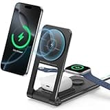 3 in 1 Charging Station for Apple Devices, Magnetic Wireless Charger Stand, 15W Foldable Travel Charging Dock for iPhone 16e 16 15 14 13 12 Pro Max Plus & Apple Watch & AirPods 4 3 2 Pro, Black