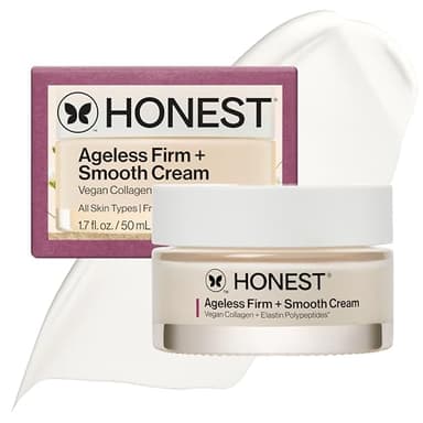 Honest Beauty Ageless Firm and Smooth Cream, Powered by Vegan Collagen Elastin Polypeptides, Firmer Smoother Looking Skin, Fragrance Free, EWG Verified, Cruelty-Free, 1.7 fl oz