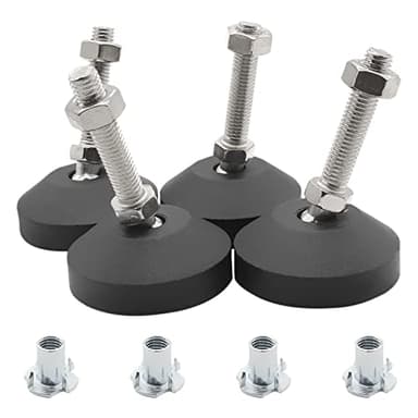 Luomorgo 4 Pcs M10 Leveling Feet with T-Nut, Anti Skid Threaded Rubber Feet, Adjustable Swivel Levelers for Furniture Feet, Heavy Duty Appliance Feet for Mechanical Equipment (D50 x M10 x H50)