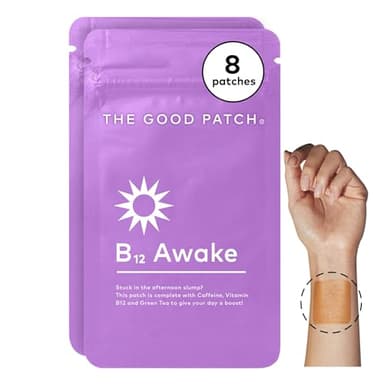 The Good Patch B12 Awake Patch, Caffeine, B12 and Green Tea Extract, Natural Plant Powered Wearable Wellness, Helps to Promote Energy (8 Total Patches)