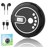 Portable CD Player with Dual Stereo Speakers，Rechargeable Discman with Anti-Skip Protection, CD Player for Car and Travel by Rindol