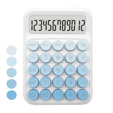UPIHO Standard Gradient Blue Calculator - 12 Digit Display and Big Buttons, Cute Office and School Accessory
