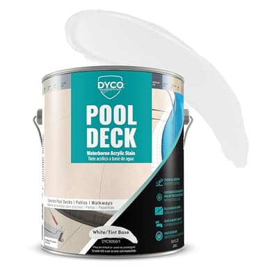 Dyco Pool Deck Waterborne Acrylic Stain - Tint Base, 1 Gallon, Concrete Stain for Pool Decks, Spa Areas, Patios, Walkways and Lanais, Resistant to Harsh Pool Chemicals
